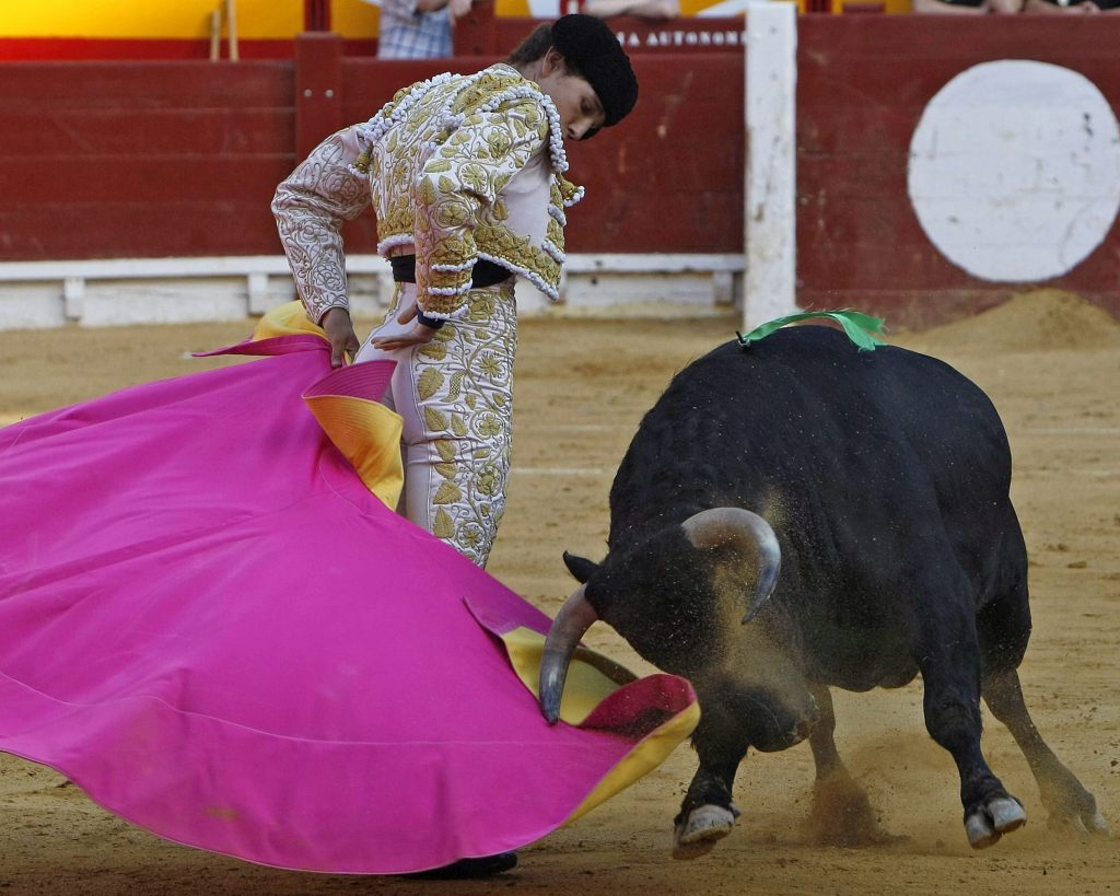 GRA486. ALICANTE, 22/06/2015.- El diestro Ginés Marín da un pase con el capote al primero de su lote, durante la novillada de la Feria de Hogueras celebrada esta tarde en la plaza de toros de Alicante. EFE/Morell