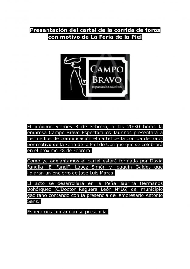 Presentación del cartel de la corrida de toros con motivo de La Feria de la Piel-1