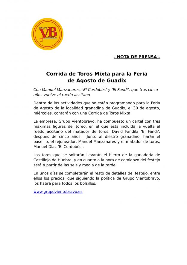 Guadix 2017 – Corrida Feria Agosto-1