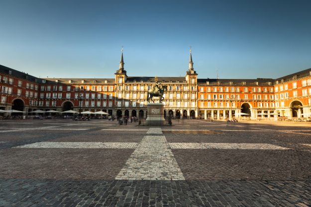 Famous «Plaza Mayor» of Madrid, Spain.