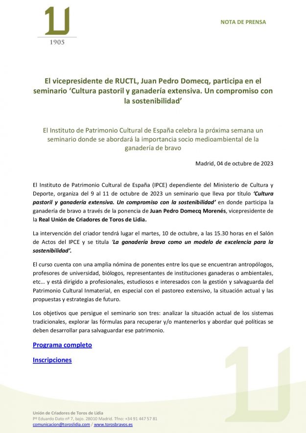 20231004_NdP_Seminario Instituto Patrimonio Cultural Español del MEC_ Ganadería de bravo-page-001